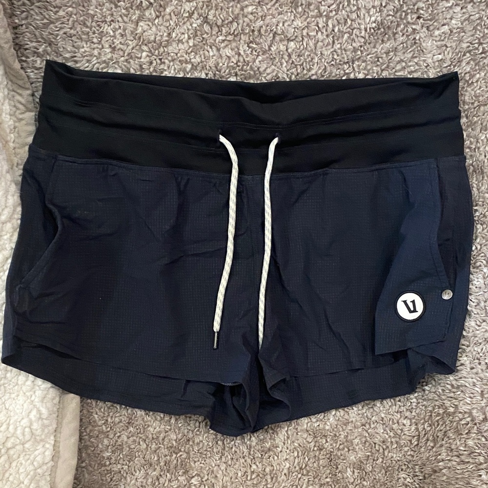 Vuori Navy and Black Athletic Shorts